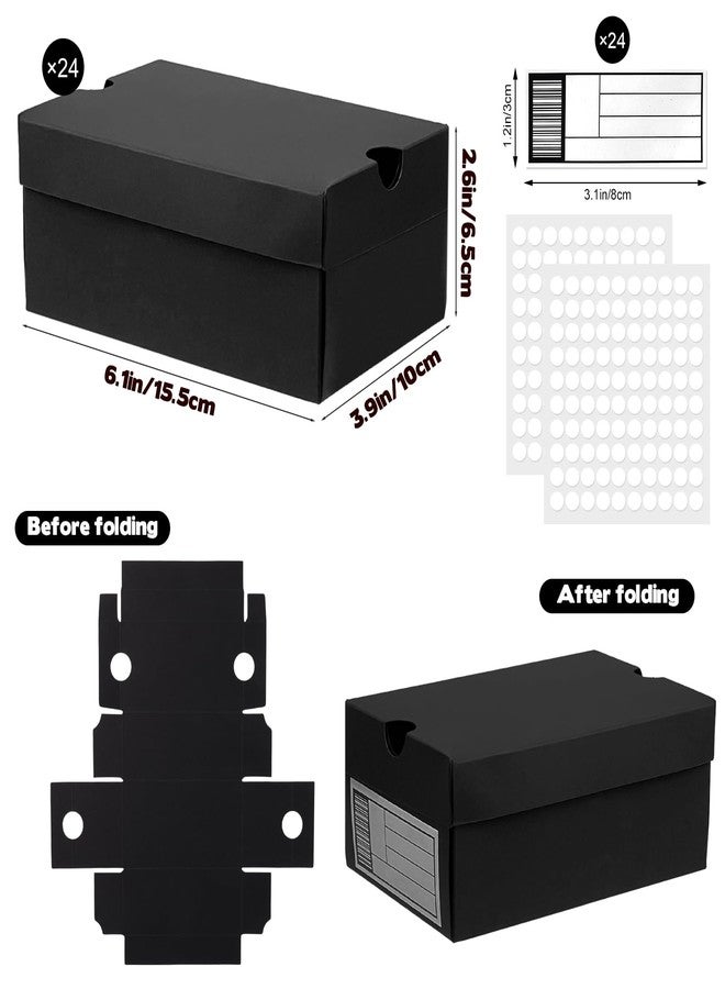 Foxtell 24 Pack Mini Sneaker Boxes for Party Favors 6.1 x 3.9 x 2.6 Inch Mini Shoe Gifts Boxes for Candies Cookies Snacks Sports Small Gift Case with Label for Wedding, Holiday, Birthday Party Favor (Black) - Image 2